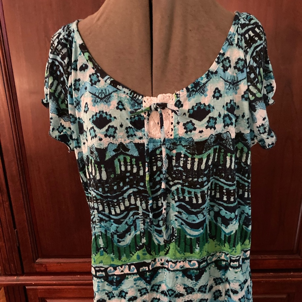 Blue and Green Short Sleeve Summer Shirt